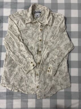 Columbia Cream Shirt with Taupe Floral Line Print